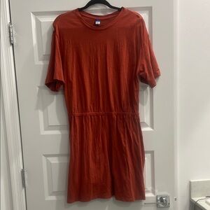 Old Navy Casual Orange/terracota Dress 100% cotton with elastic waist size L